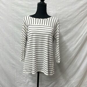 Dana Buchman white and black striped  tunic, size Large